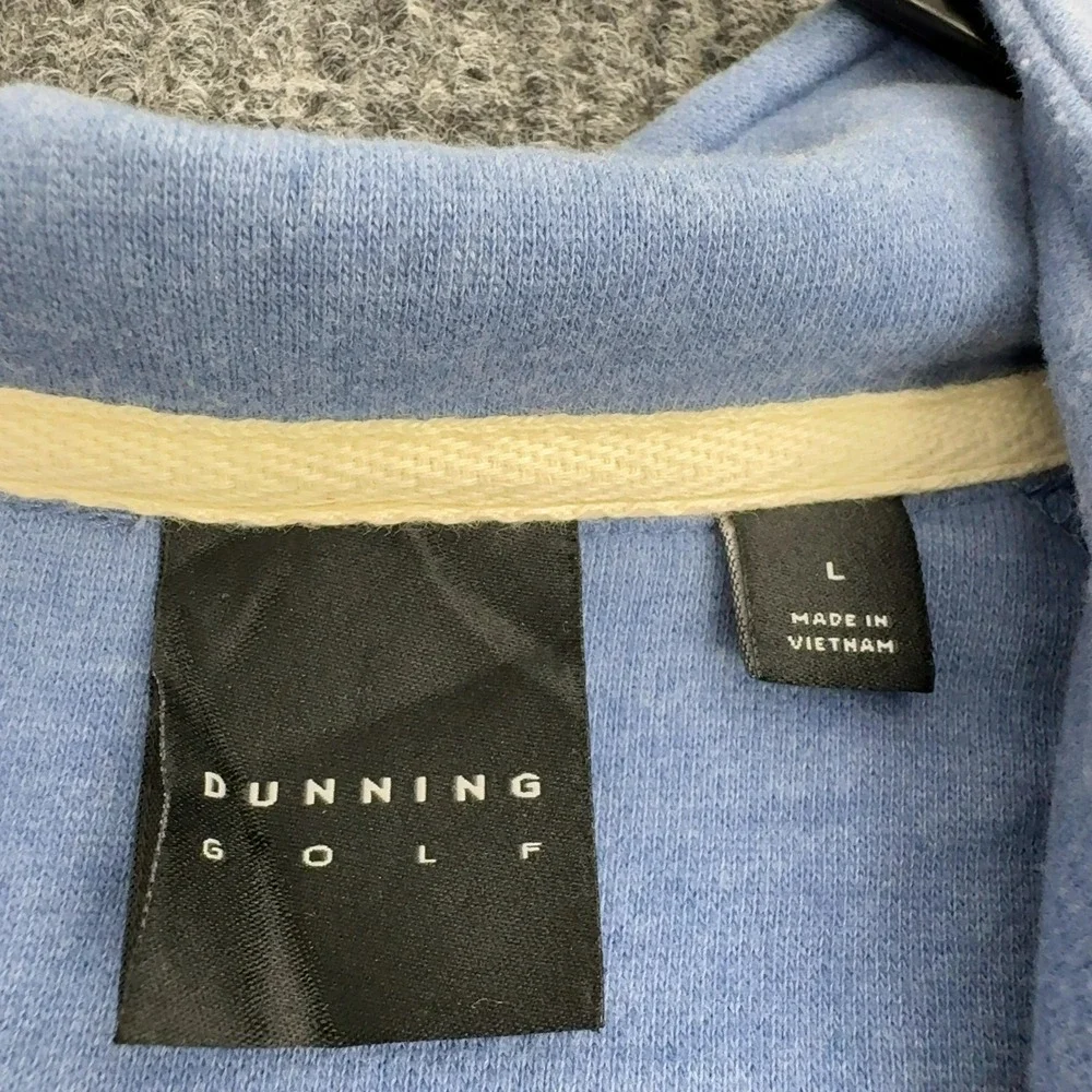 Dunning Golf Quarter Zip Mens L Blue Polyester Cotton‎ Mock Neck Pullover Sport